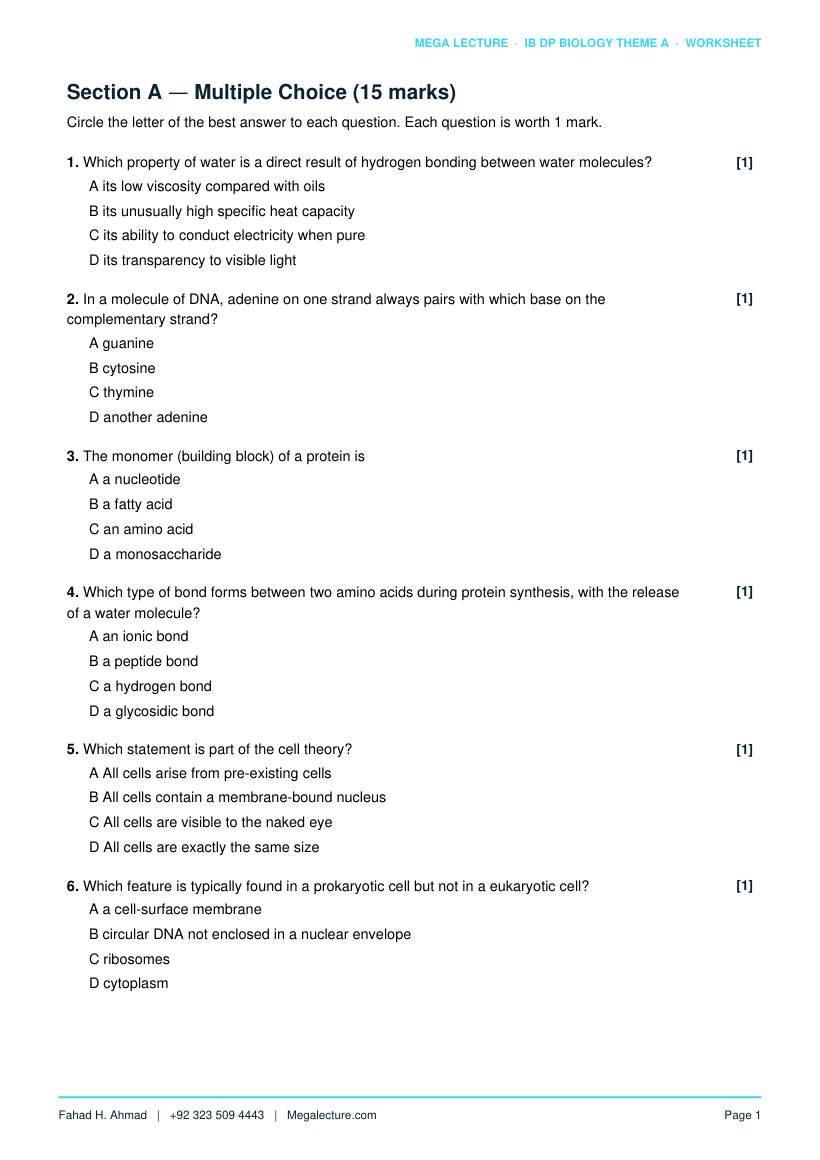 Page 2 of Theme A Worksheet