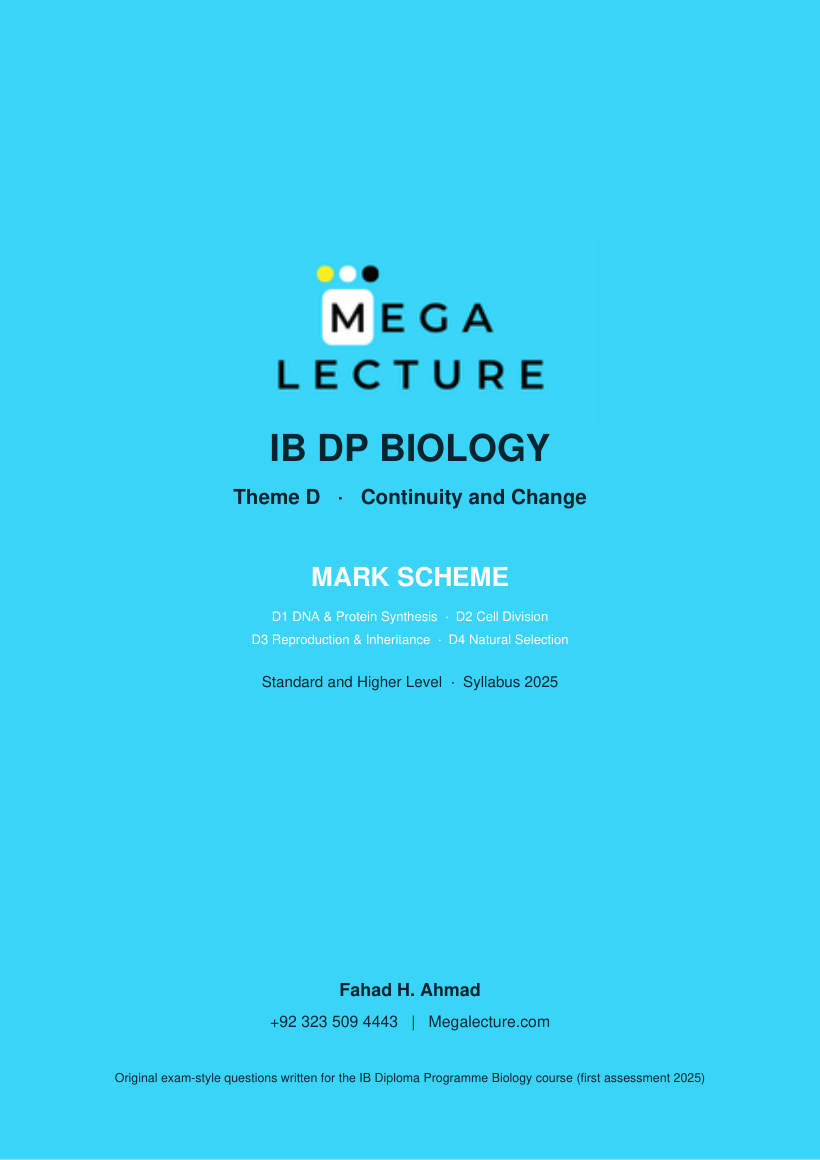 Page 1 of Theme D Mark Scheme