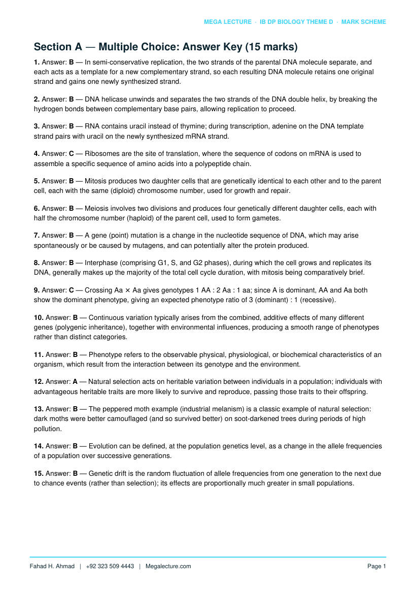 Page 2 of Theme D Mark Scheme