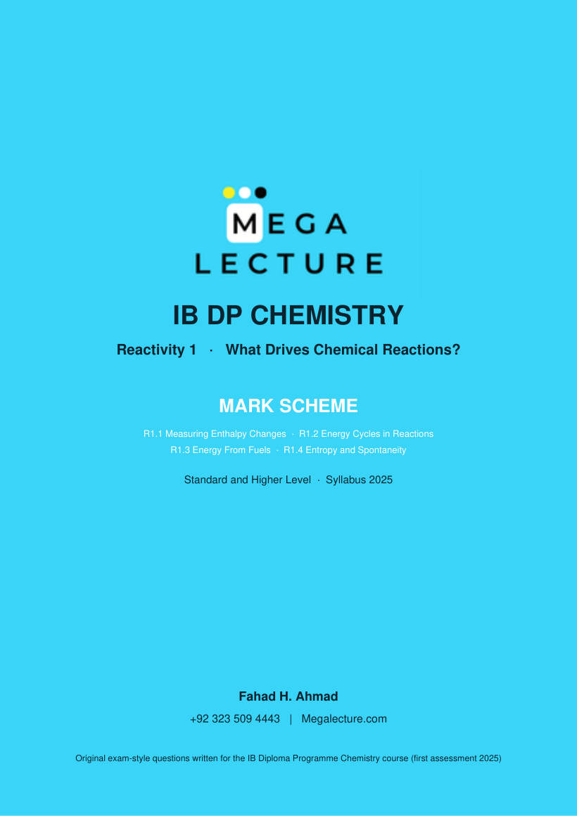 Page 1 of Reactivity 1 Mark Scheme