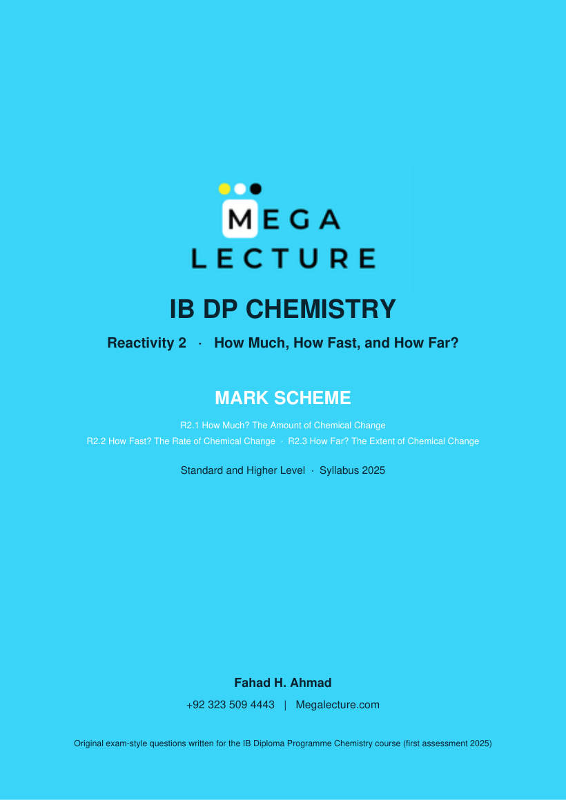 Page 1 of Reactivity 2 Mark Scheme