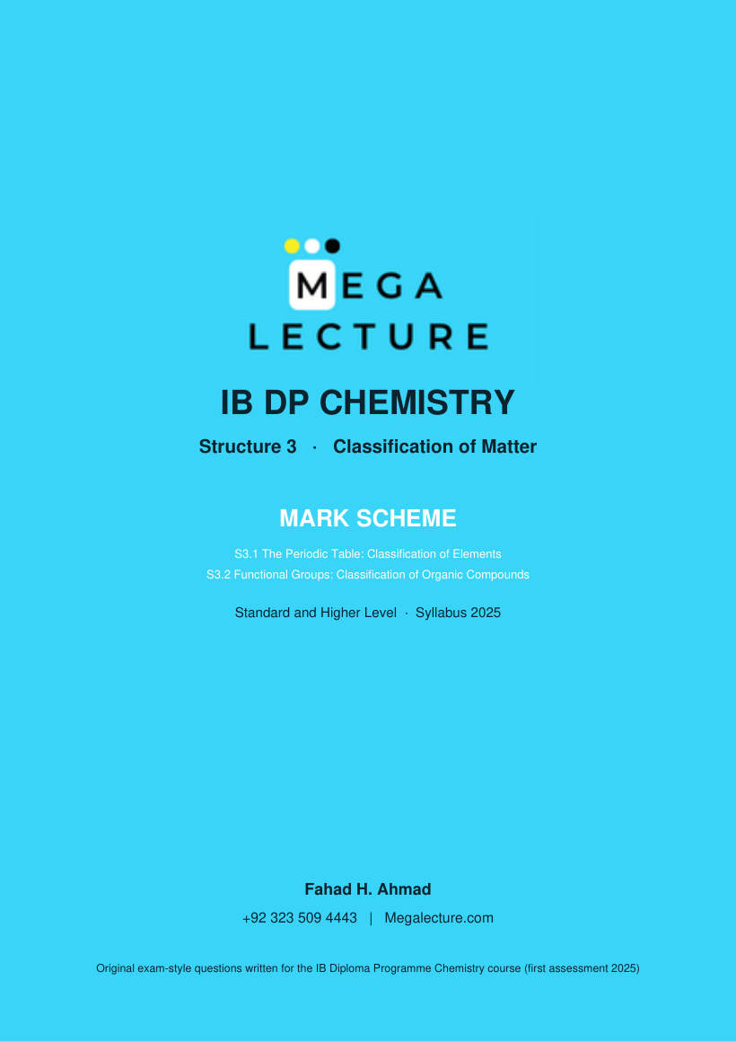 Page 1 of Structure 3 Mark Scheme