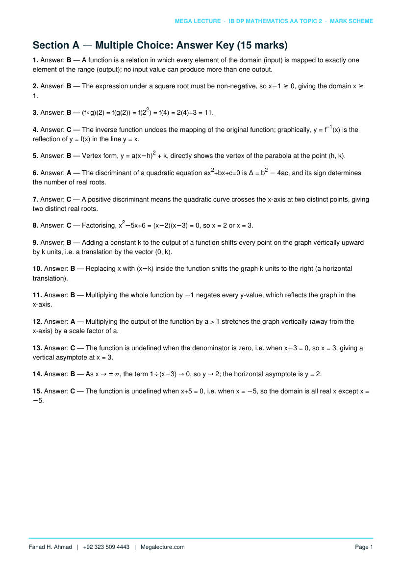 Page 2 of Topic 2 Mark Scheme