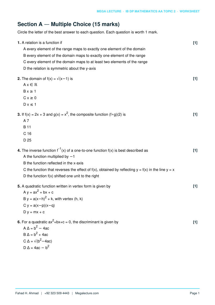 Page 2 of Topic 2 Worksheet