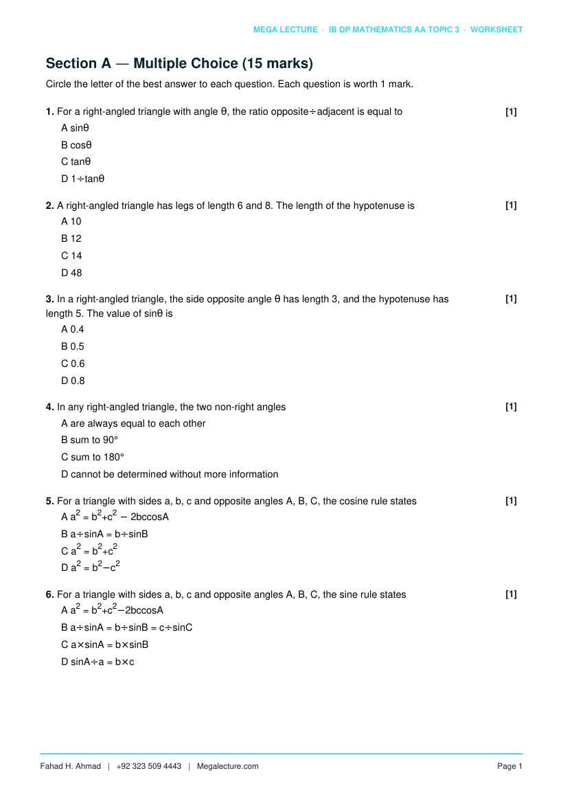 Page 2 of Topic 3 Worksheet