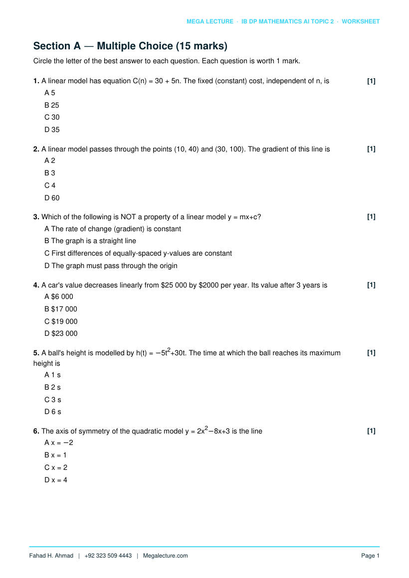 Page 2 of Topic 2 Worksheet