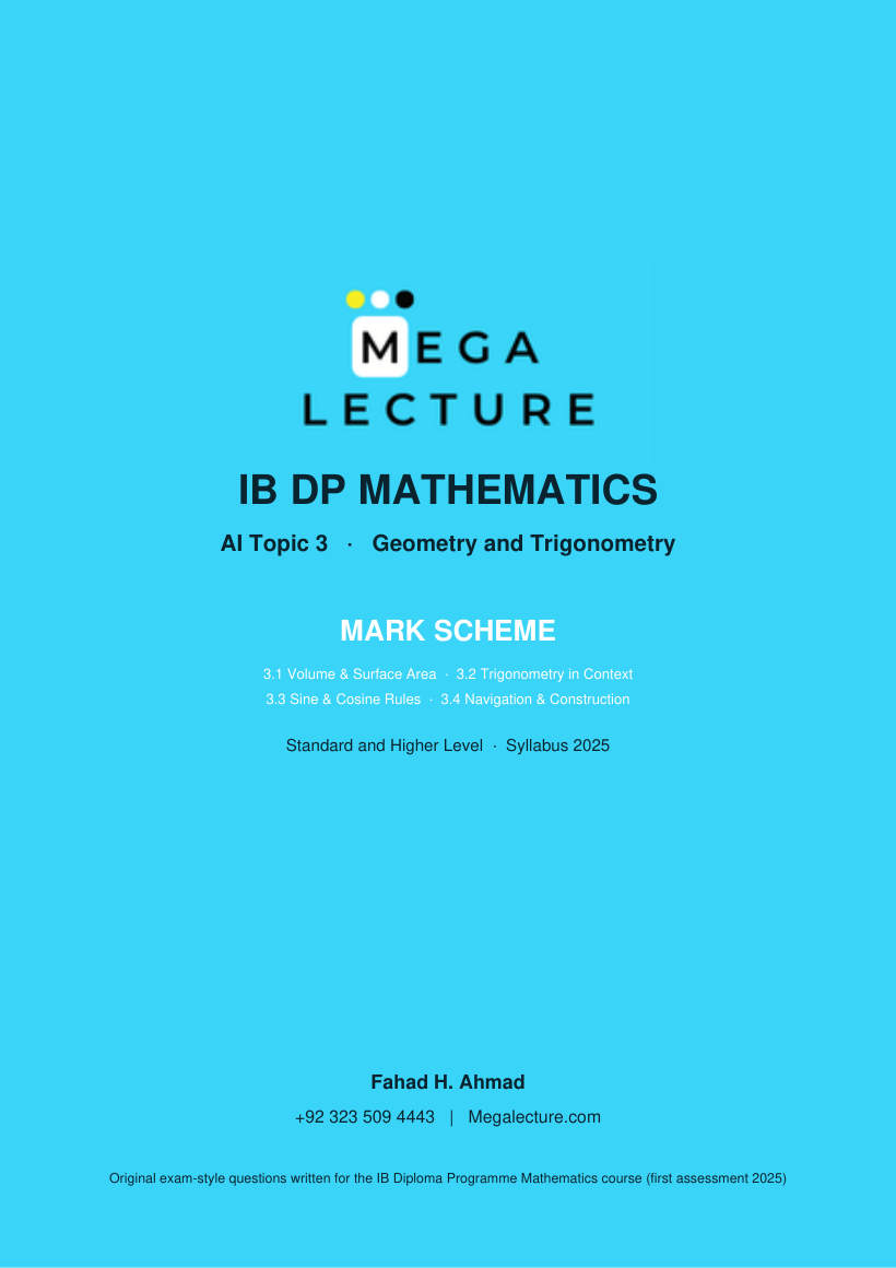 Page 1 of Topic 3 Mark Scheme