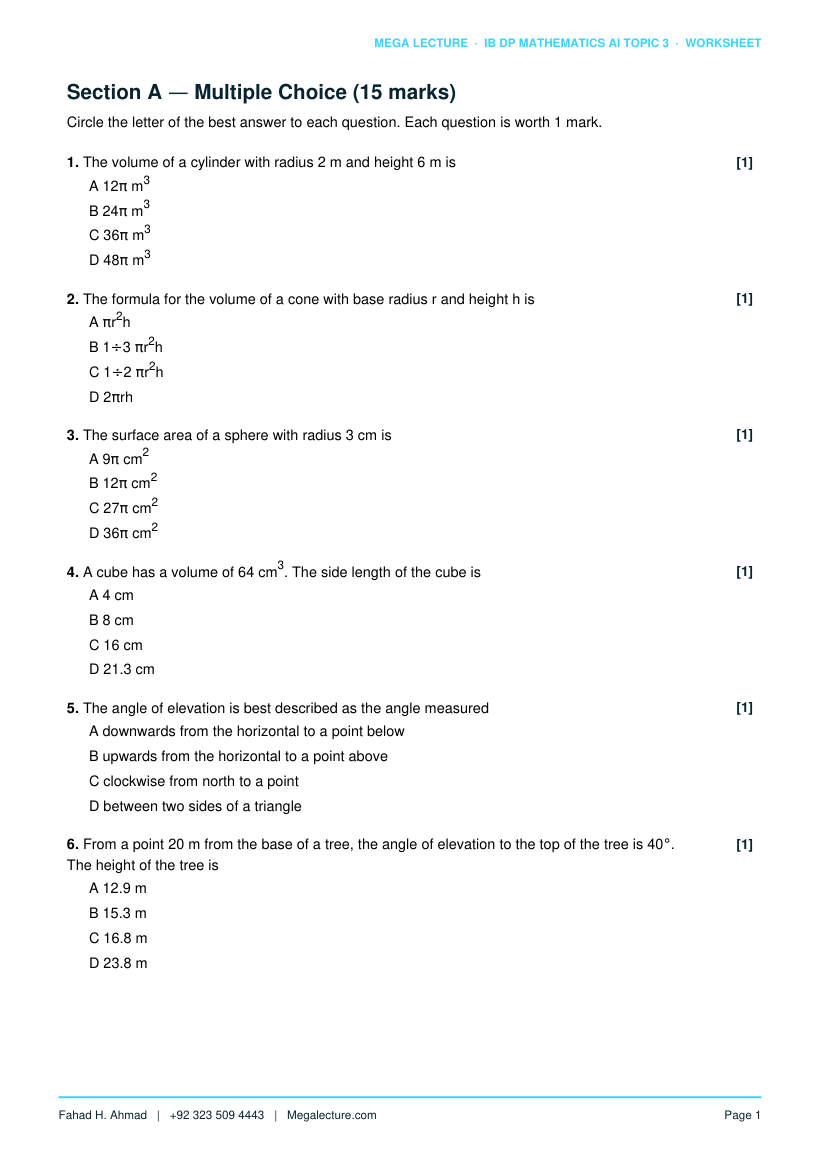 Page 2 of Topic 3 Worksheet