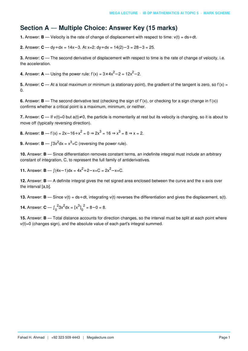 Page 2 of Topic 5 Mark Scheme