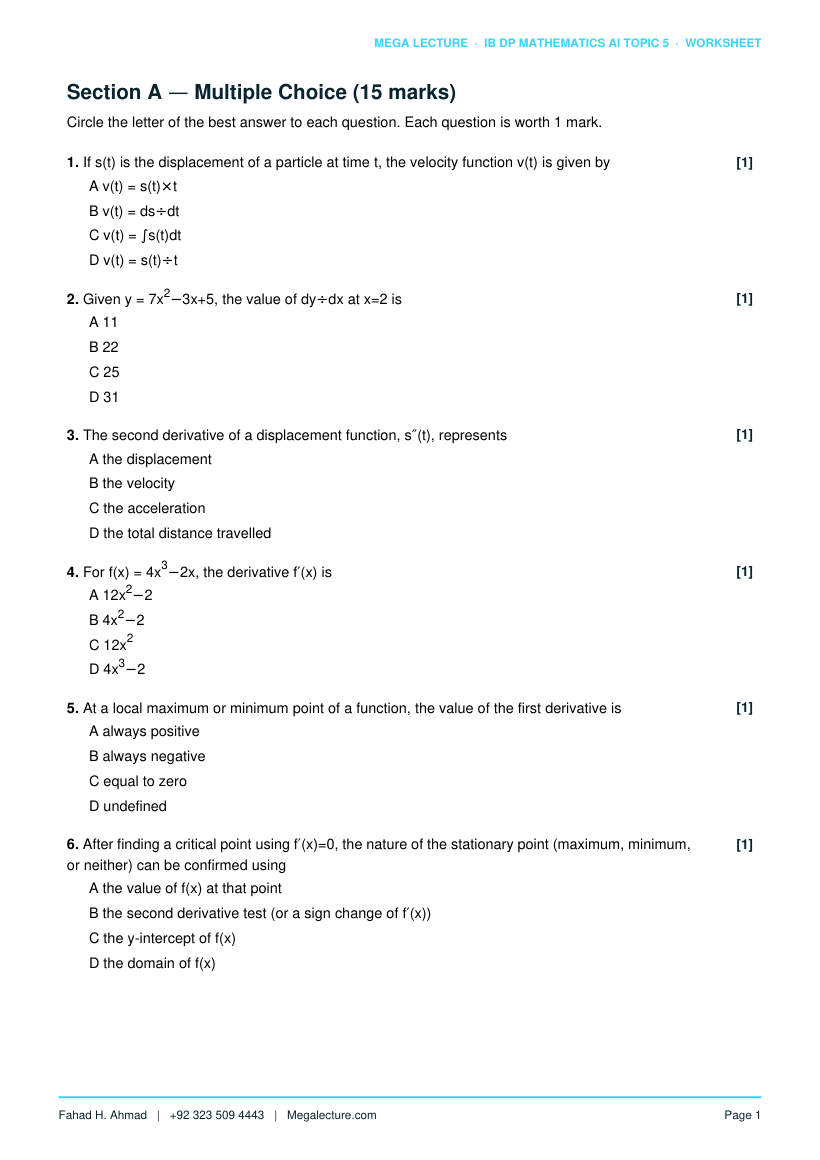 Page 2 of Topic 5 Worksheet