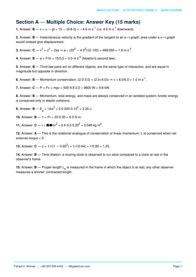 Page 2 of Theme A Mark Scheme