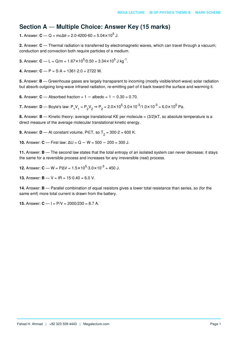 Page 2 of Theme B Mark Scheme