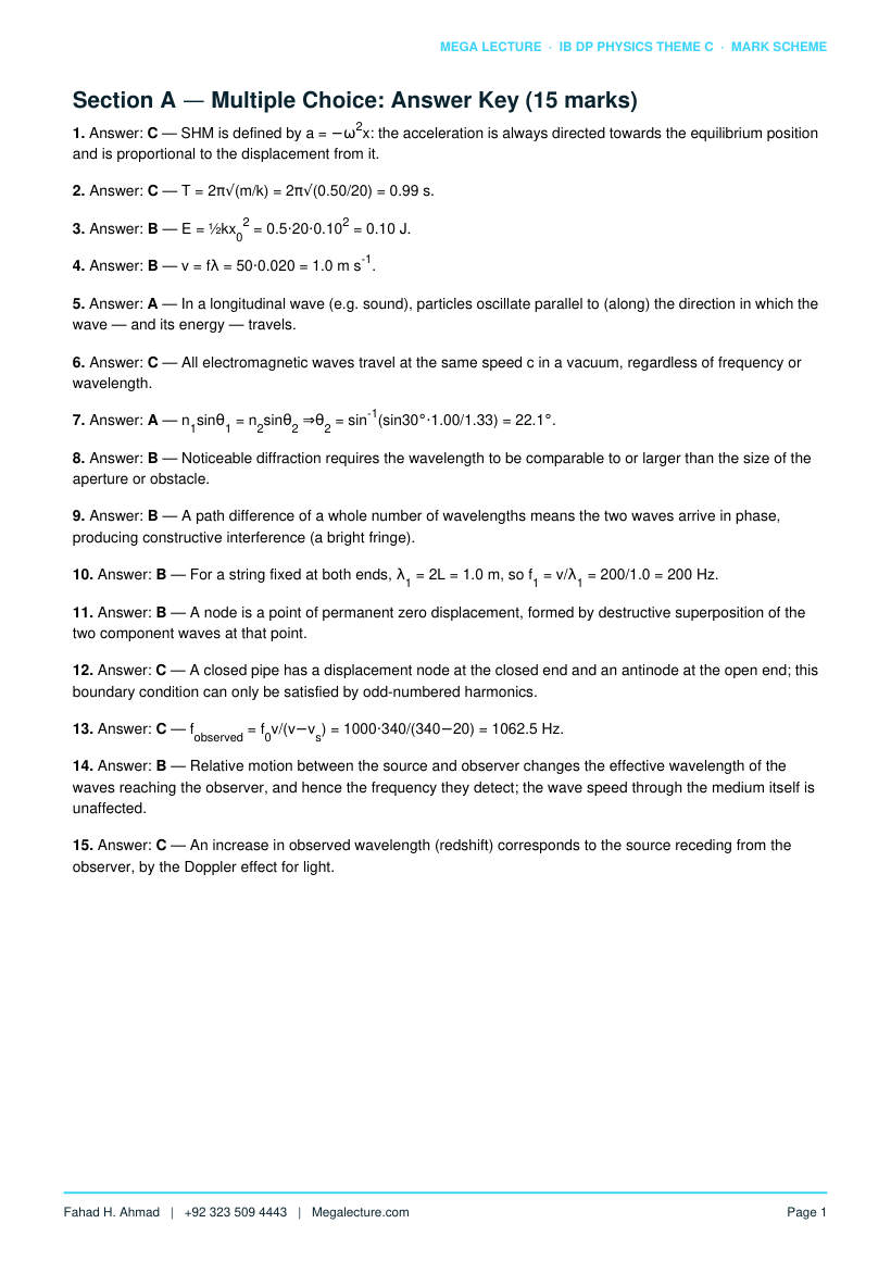 Page 2 of Theme C Mark Scheme