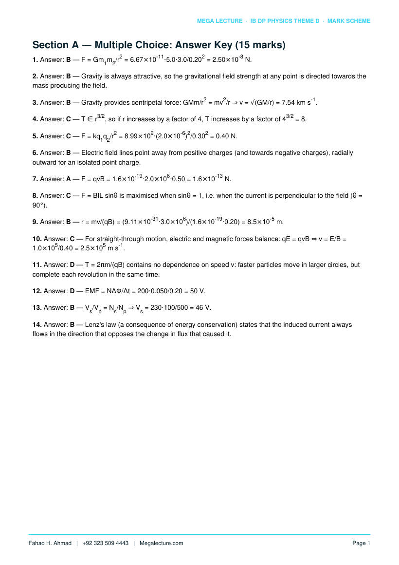 Page 2 of Theme D Mark Scheme