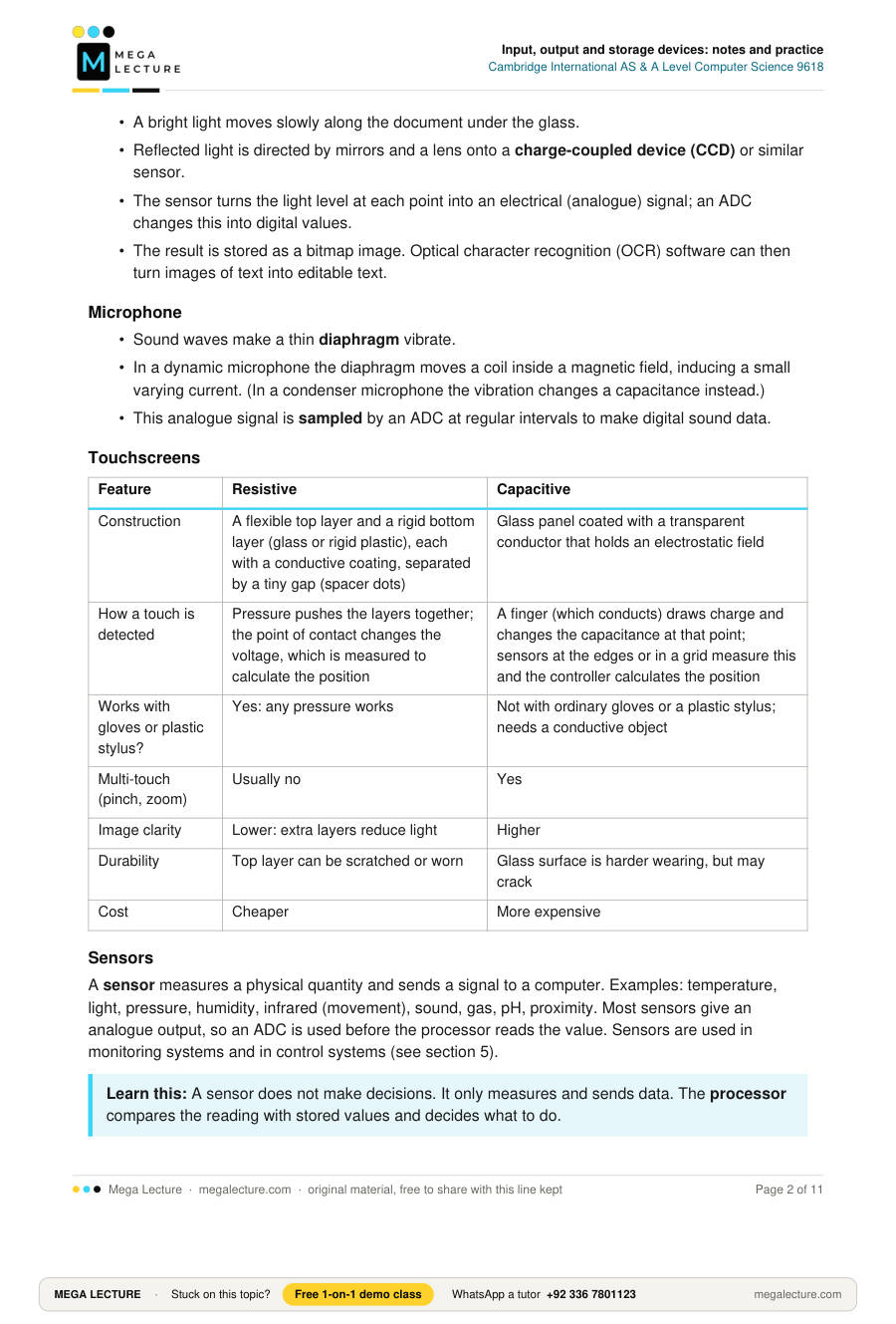 Page 2 of Input, output and storage devices: notes and practice