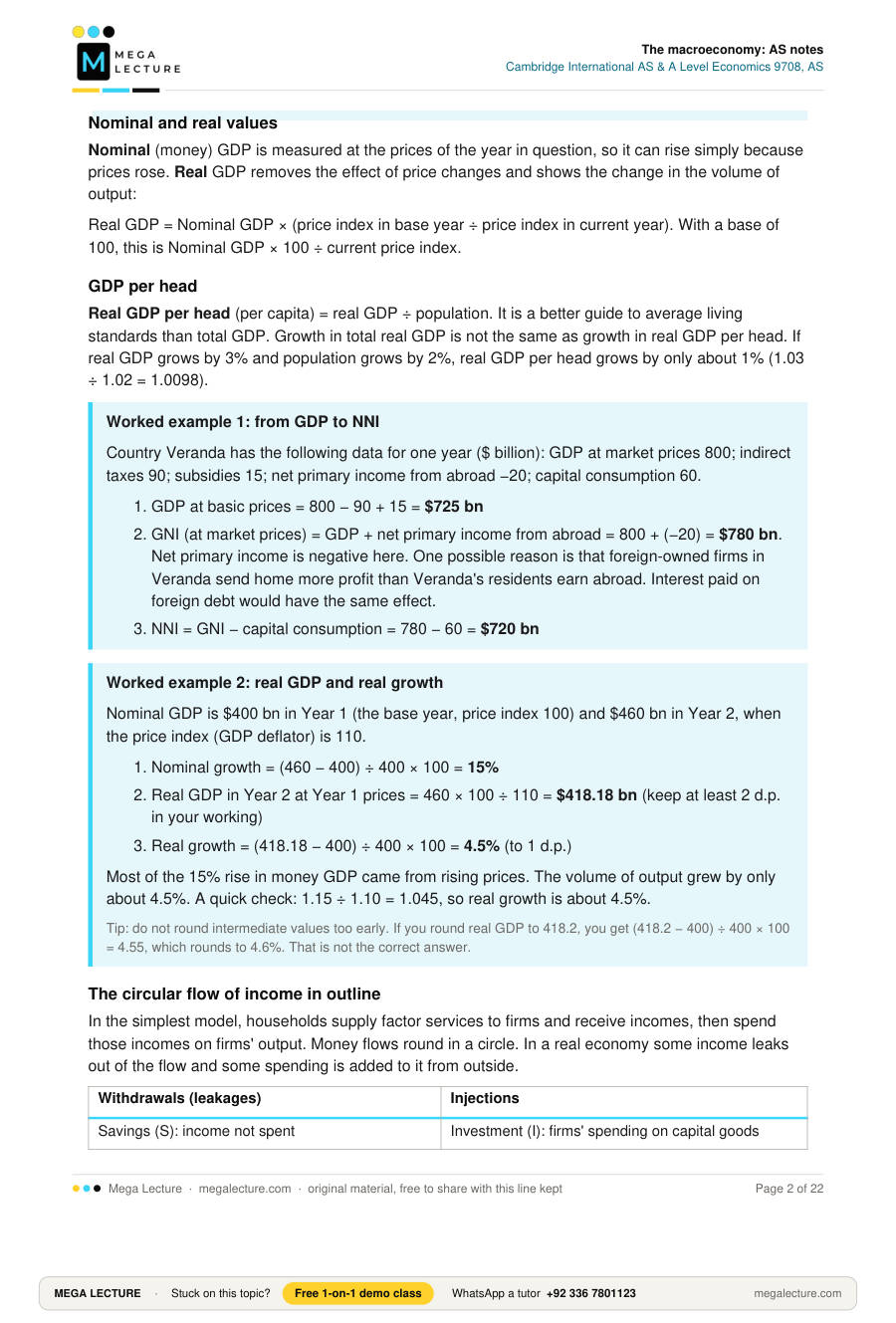 Page 2 of The macroeconomy: AS notes