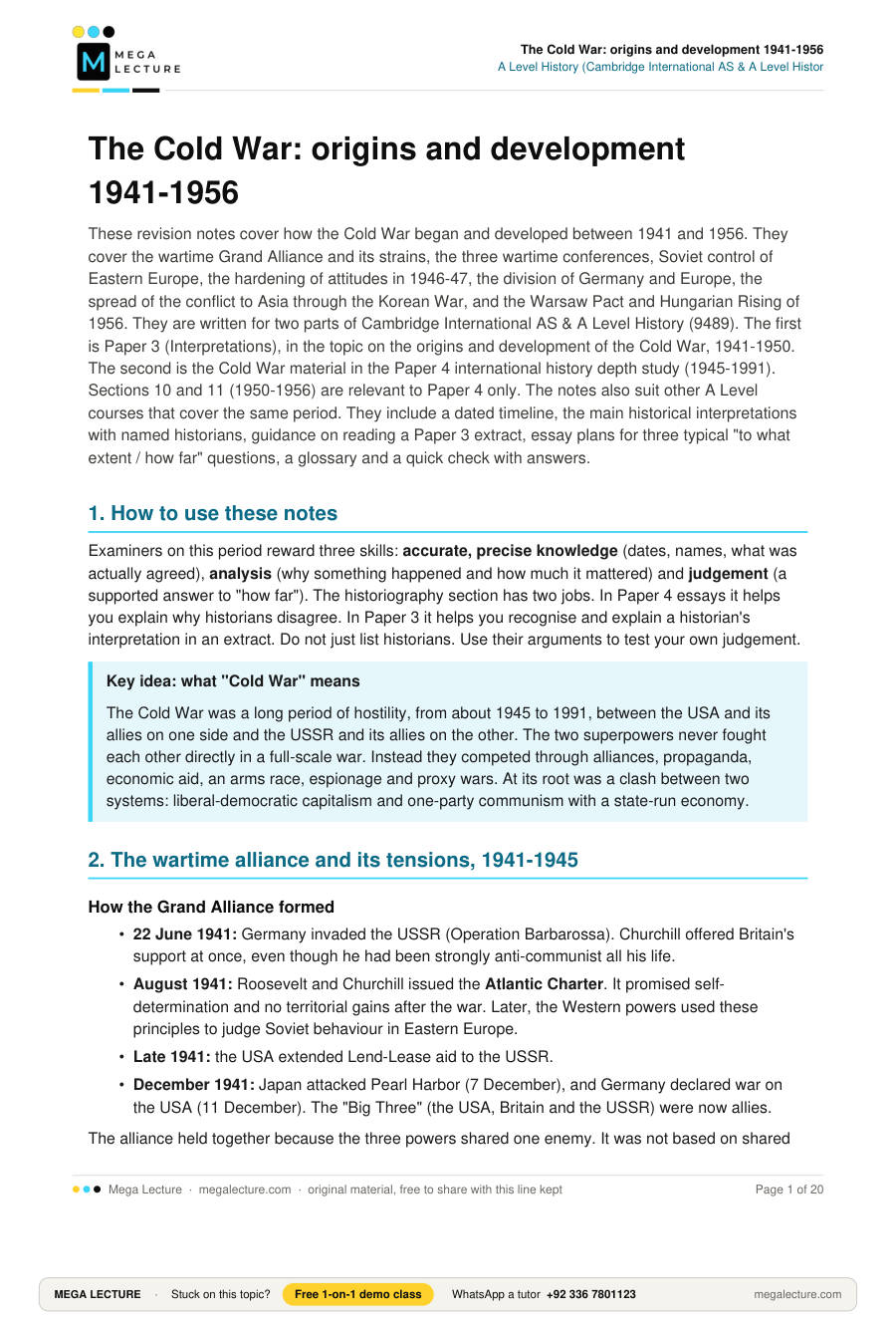 Page 1 of The Cold War: origins and development 1941-1956