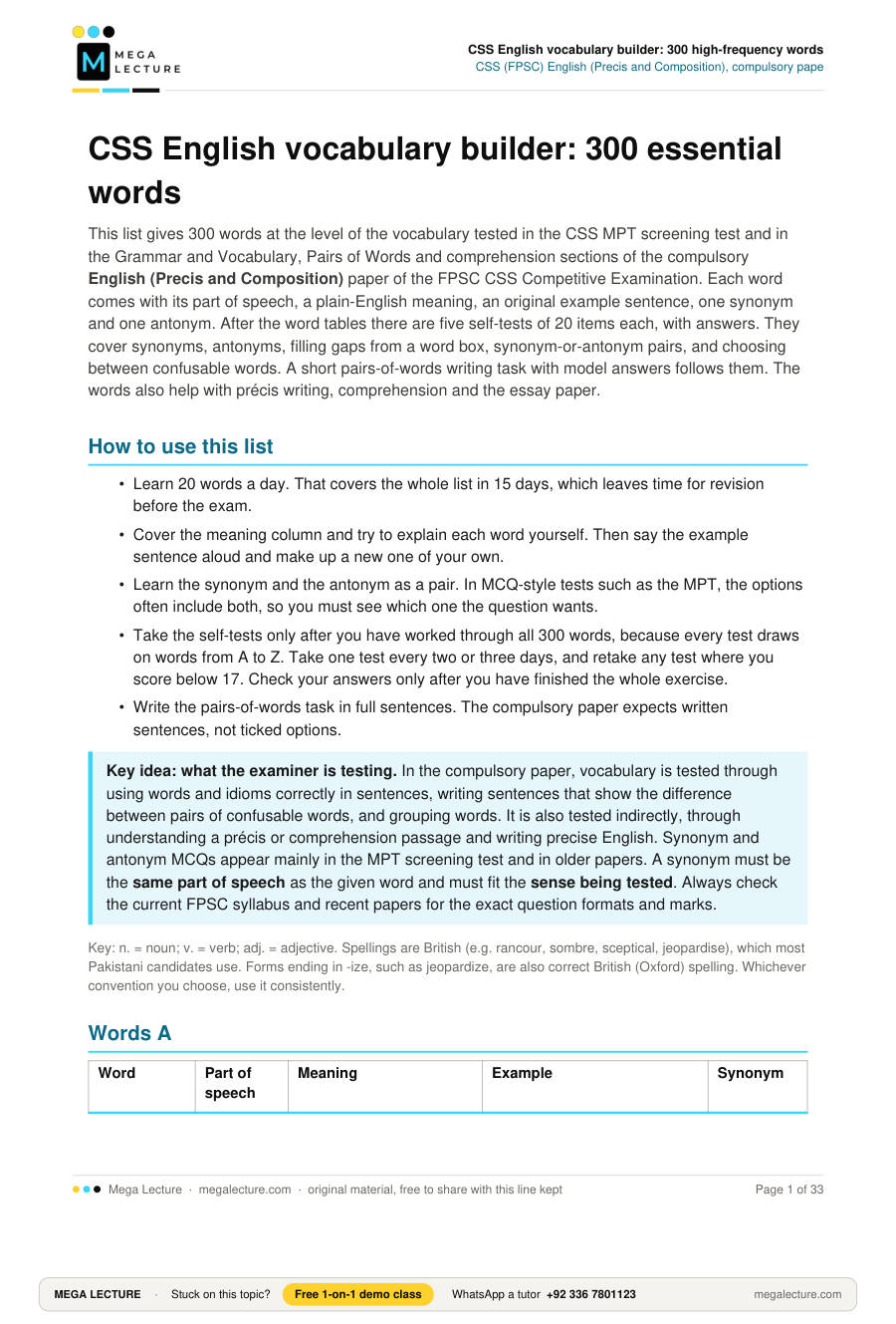 Page 1 of CSS English vocabulary builder: 300 high-frequency words