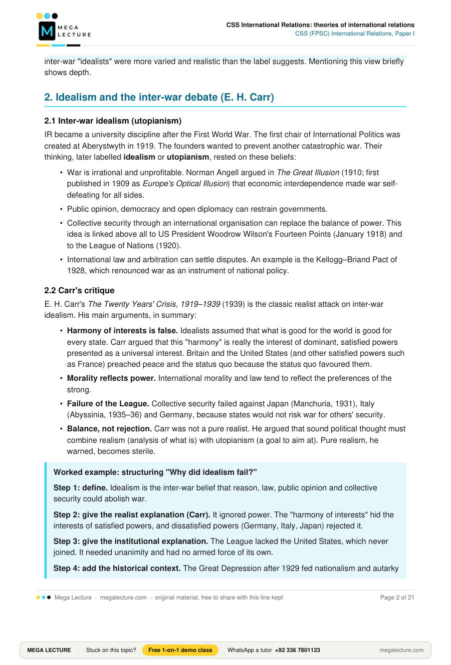 Page 2 of CSS International Relations: theories of international relations