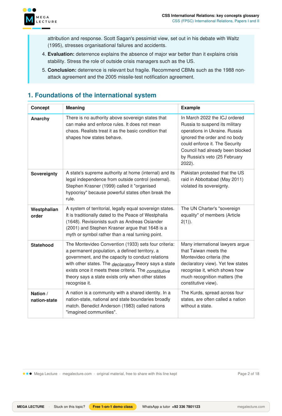 Page 2 of CSS International Relations: key concepts glossary