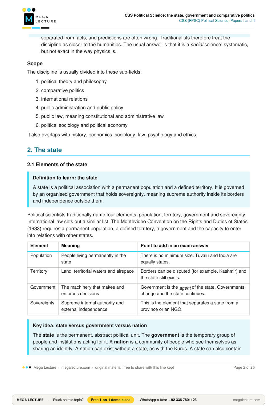 Page 2 of CSS Political Science: the state, government and comparative politics