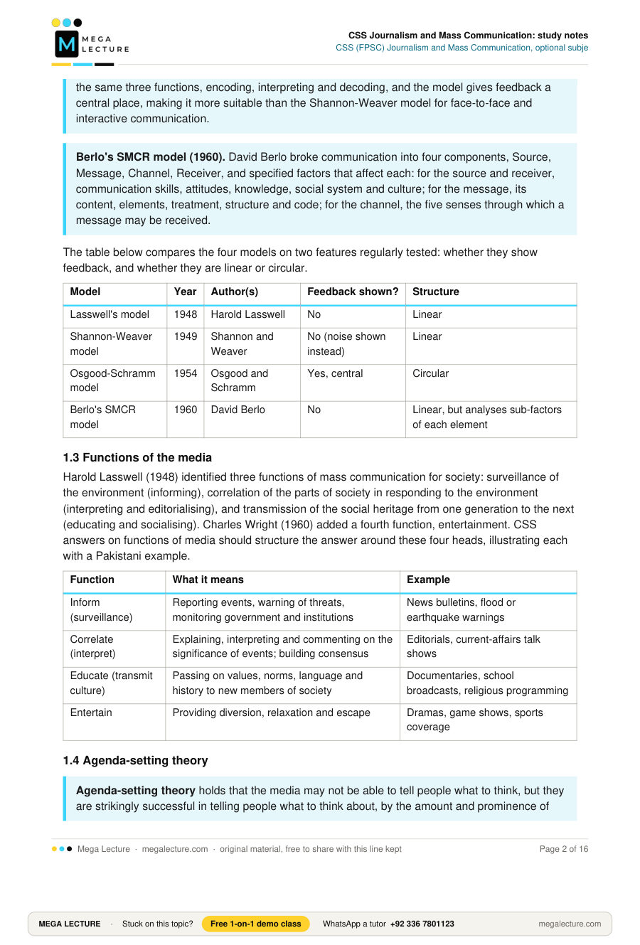 Page 2 of CSS Journalism and Mass Communication: study notes