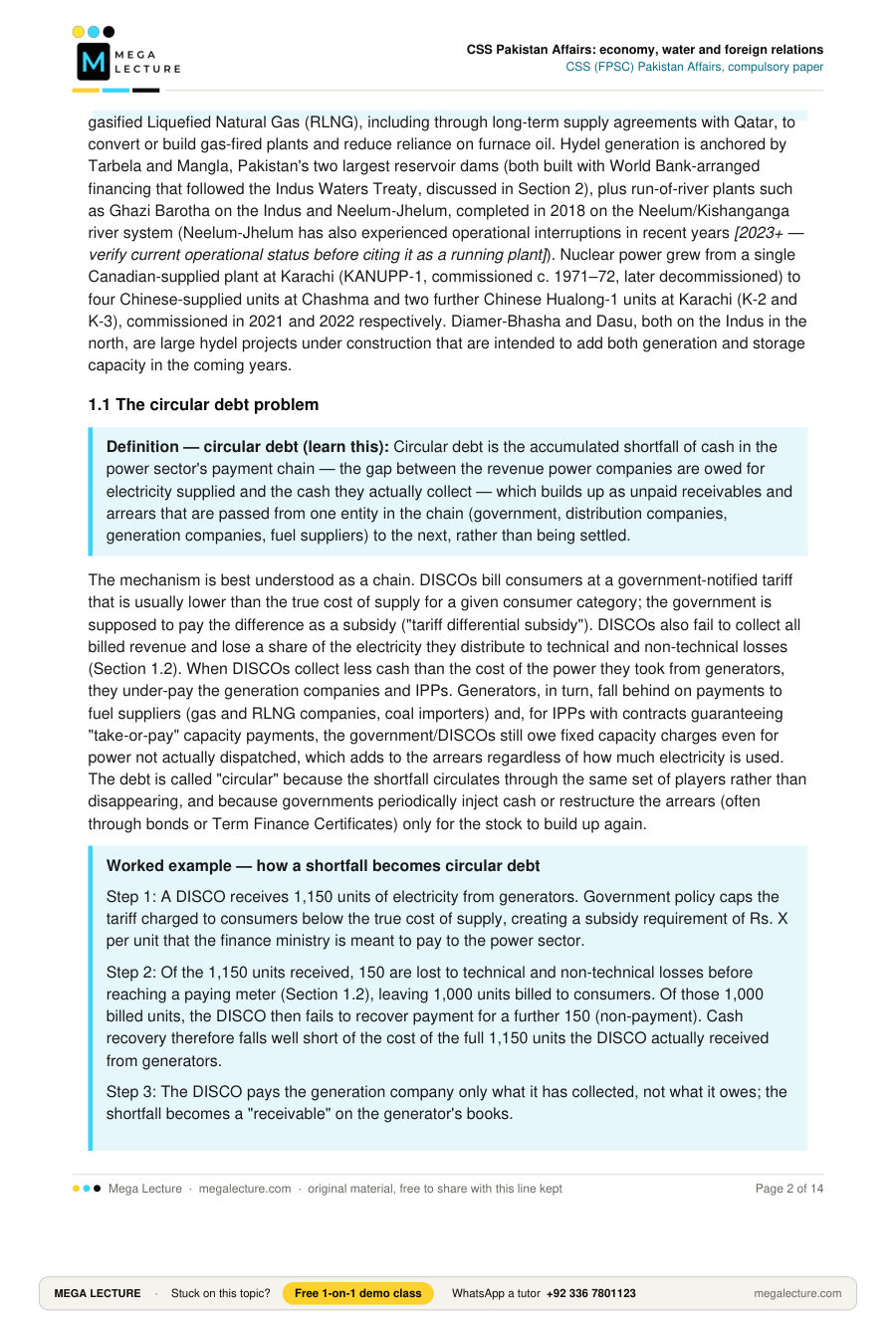 Page 2 of CSS Pakistan Affairs: economy, water and foreign relations