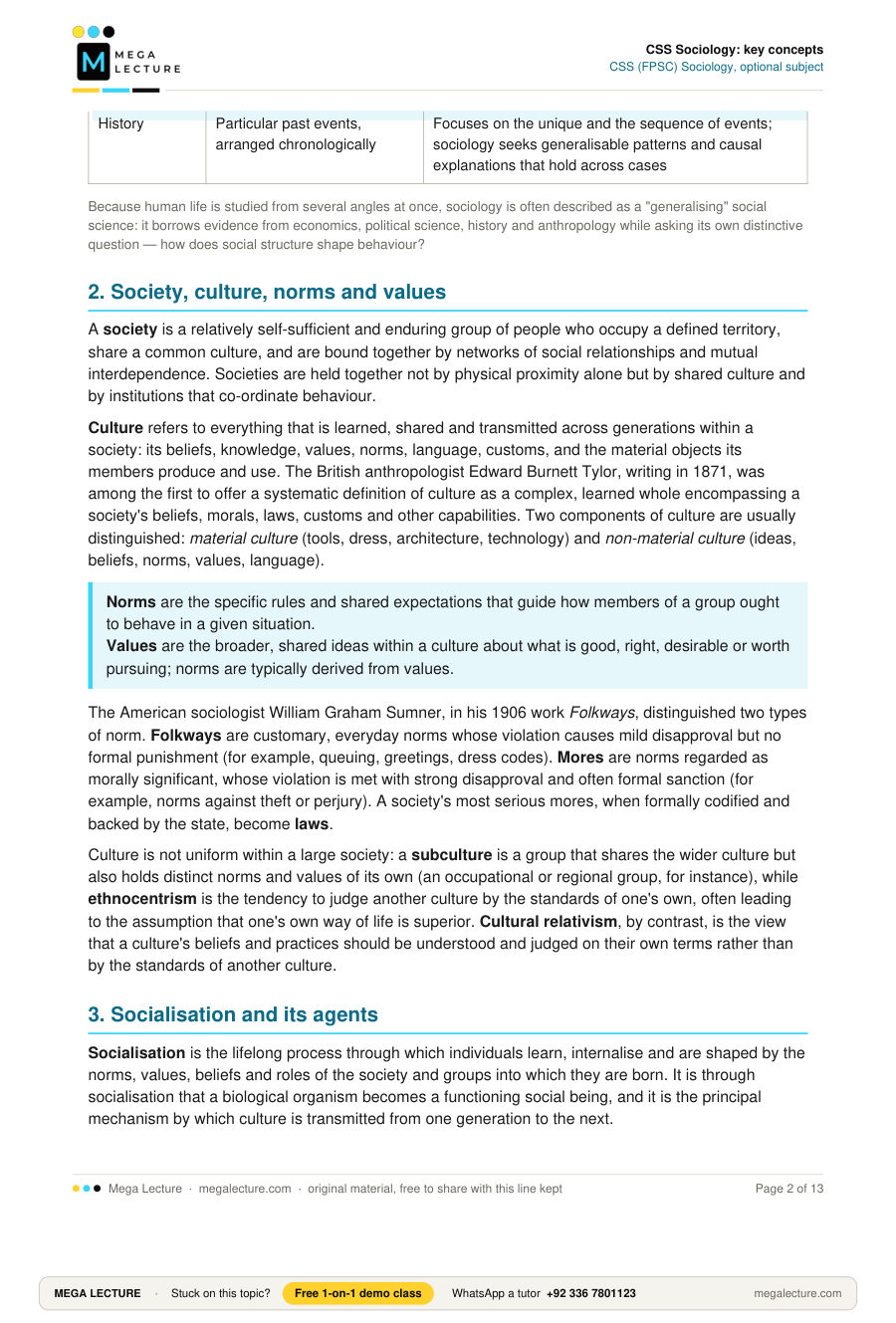 Page 2 of CSS Sociology: key concepts
