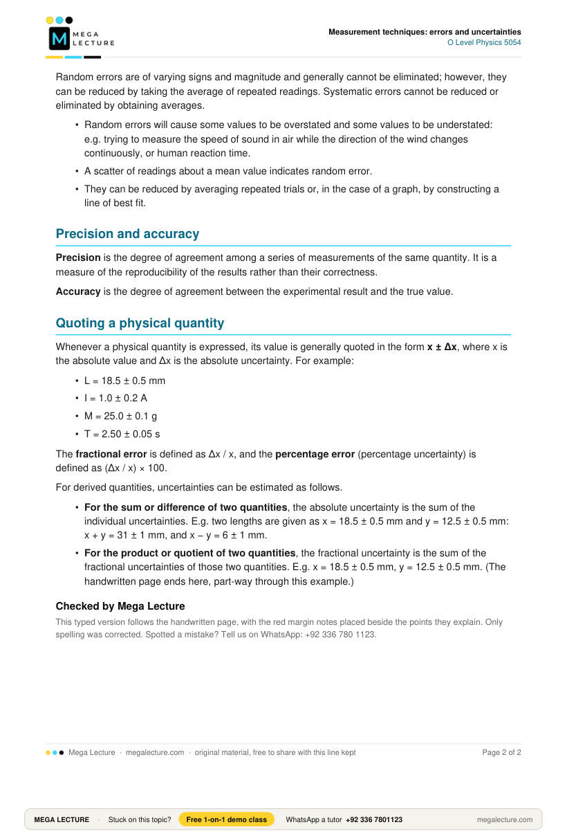 Page 2 of Measurement Techniques Errors And Uncertainties