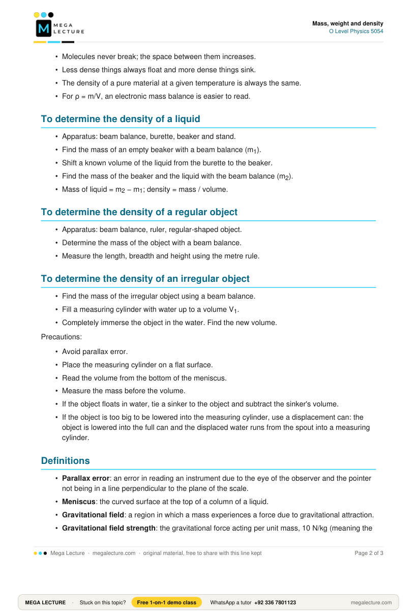 Page 2 of Mass Weight And Density