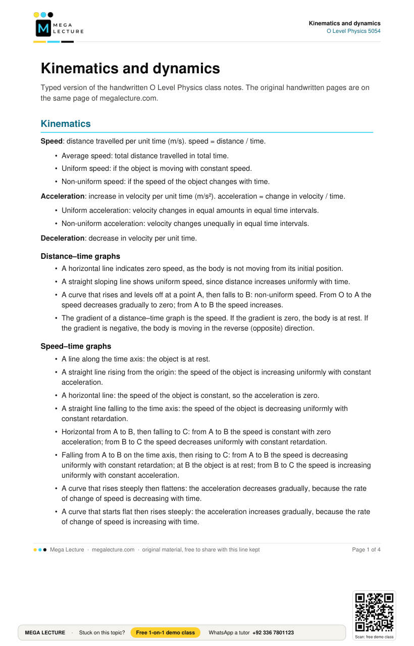Page 1 of Kinematics Dynamics