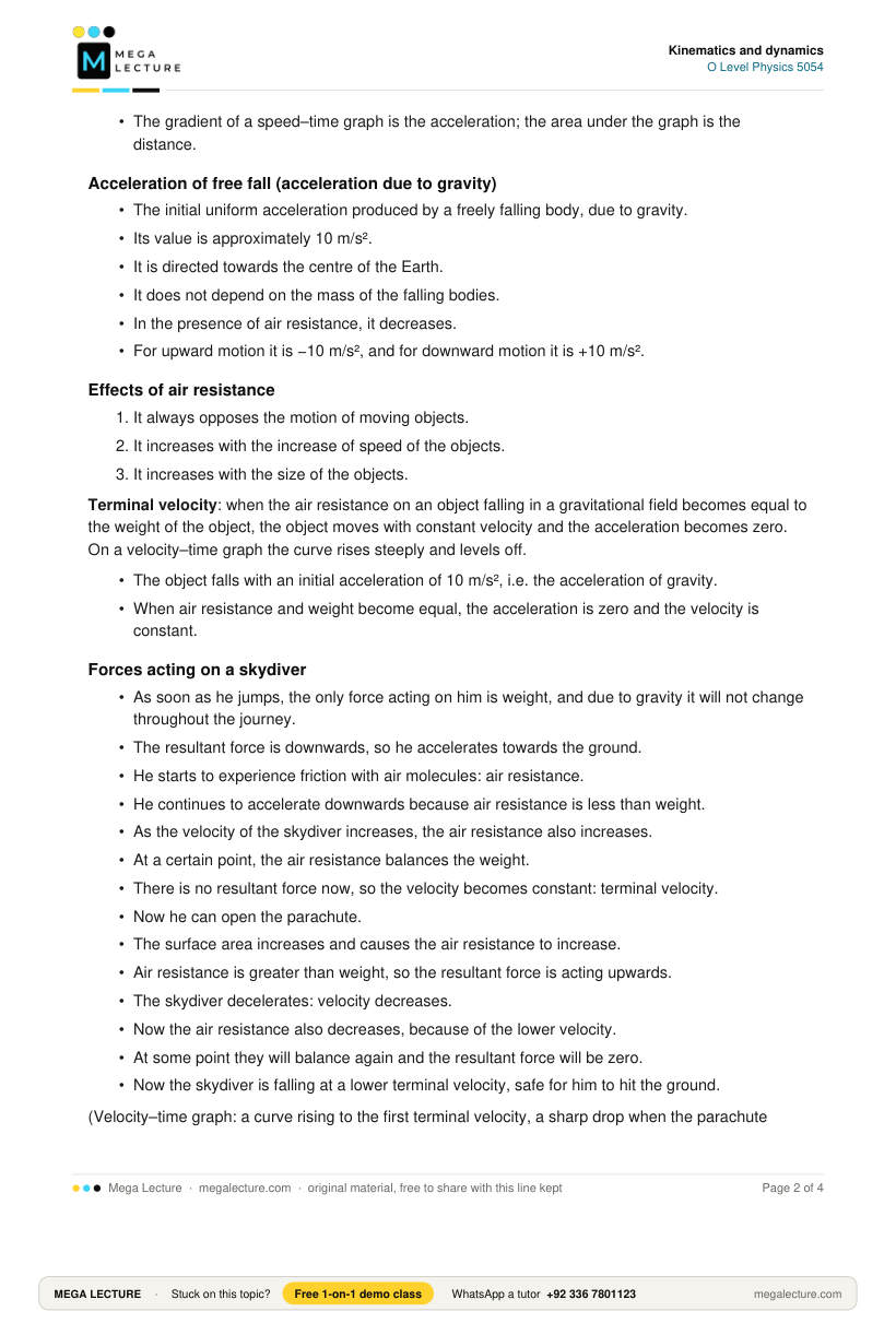 Page 2 of Kinematics Dynamics