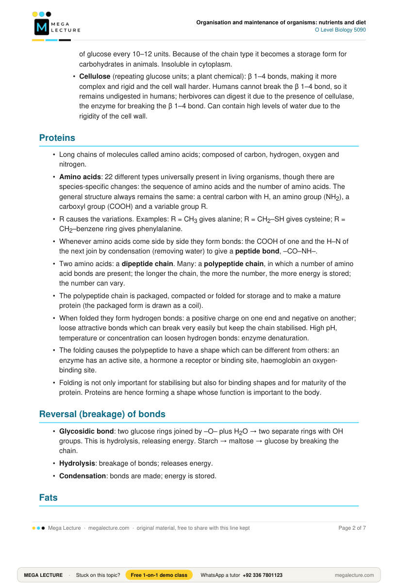 Page 2 of Organisation & Maintenance of Organisms