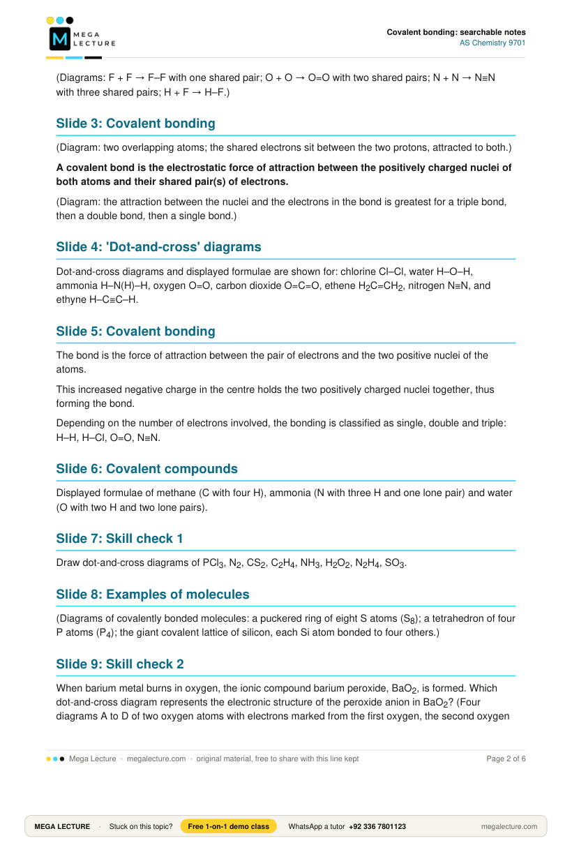 Page 2 of Covalent Bonds Notes