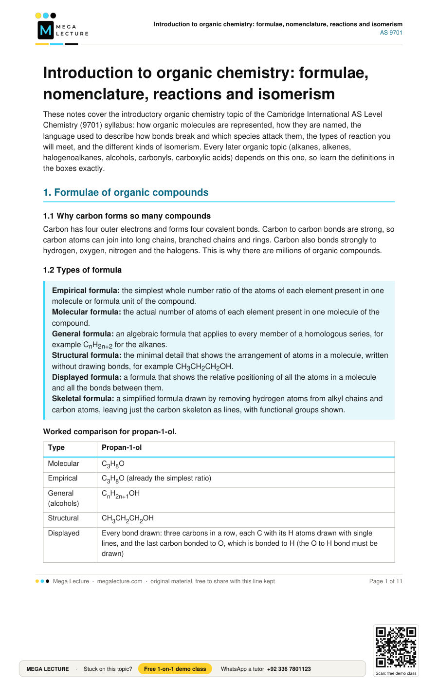 Page 1 of Introduction to organic chemistry: formulae, nomenclature, reactions and isomerism