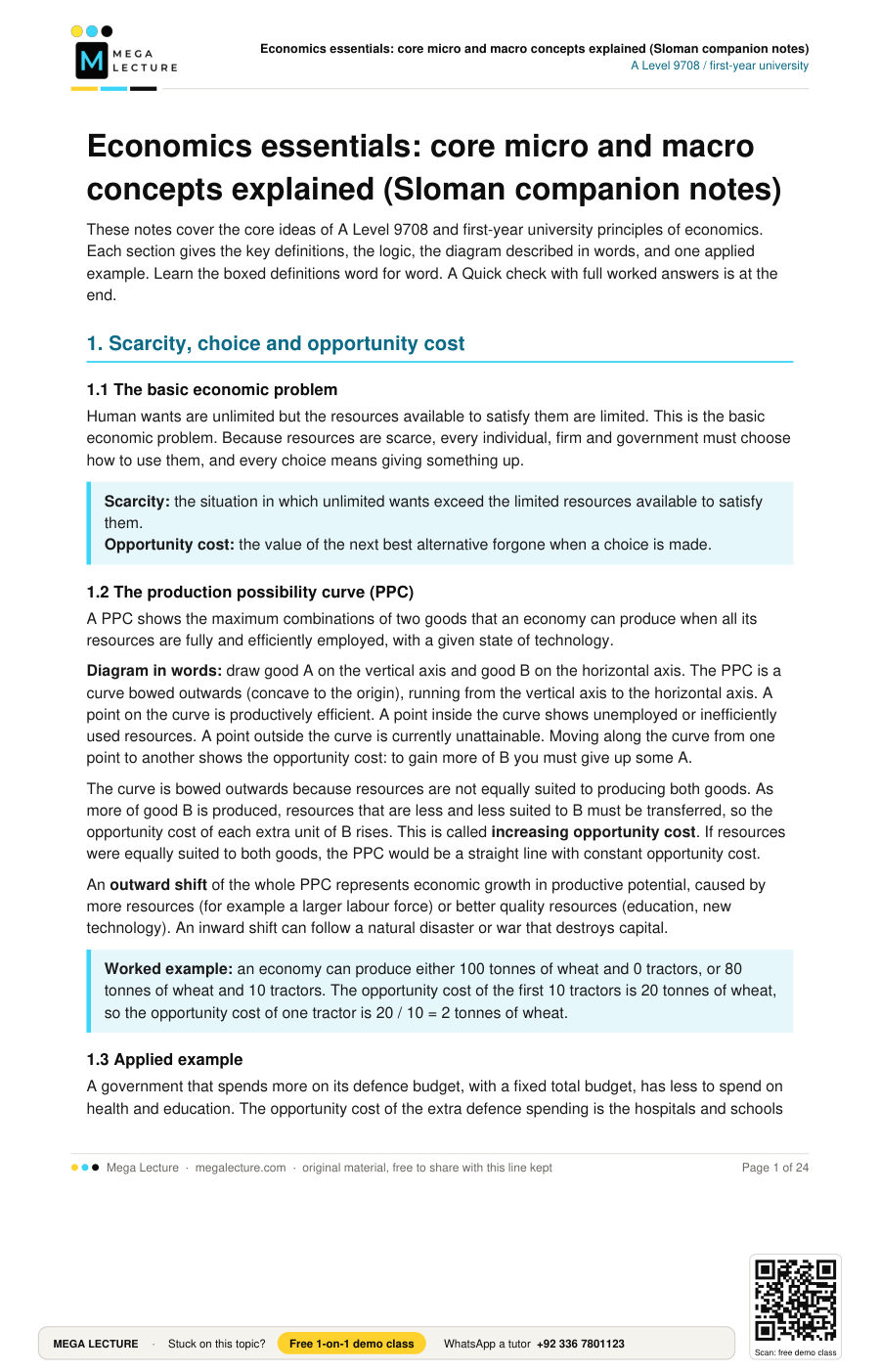 Page 1 of Economics essentials: core micro and macro concepts explained (Sloman companion notes)