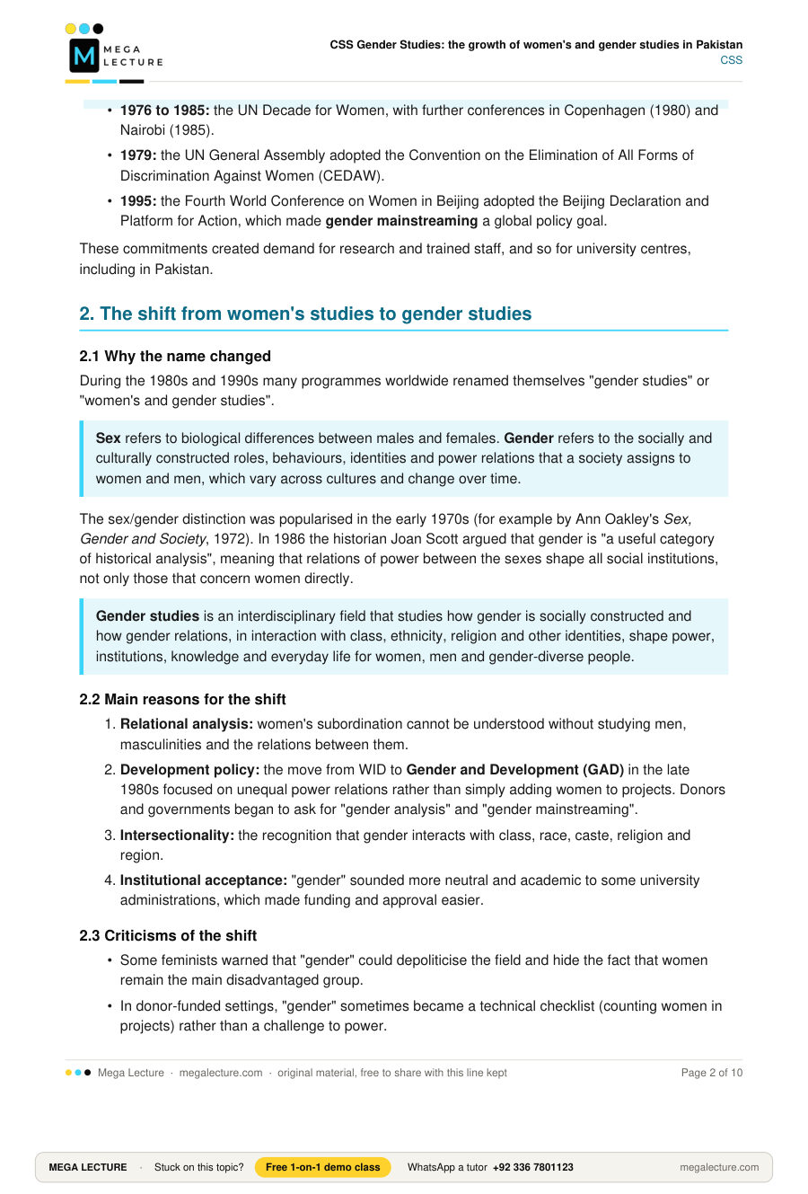 Page 2 of CSS Gender Studies: the growth of women’s and gender studies in Pakistan
