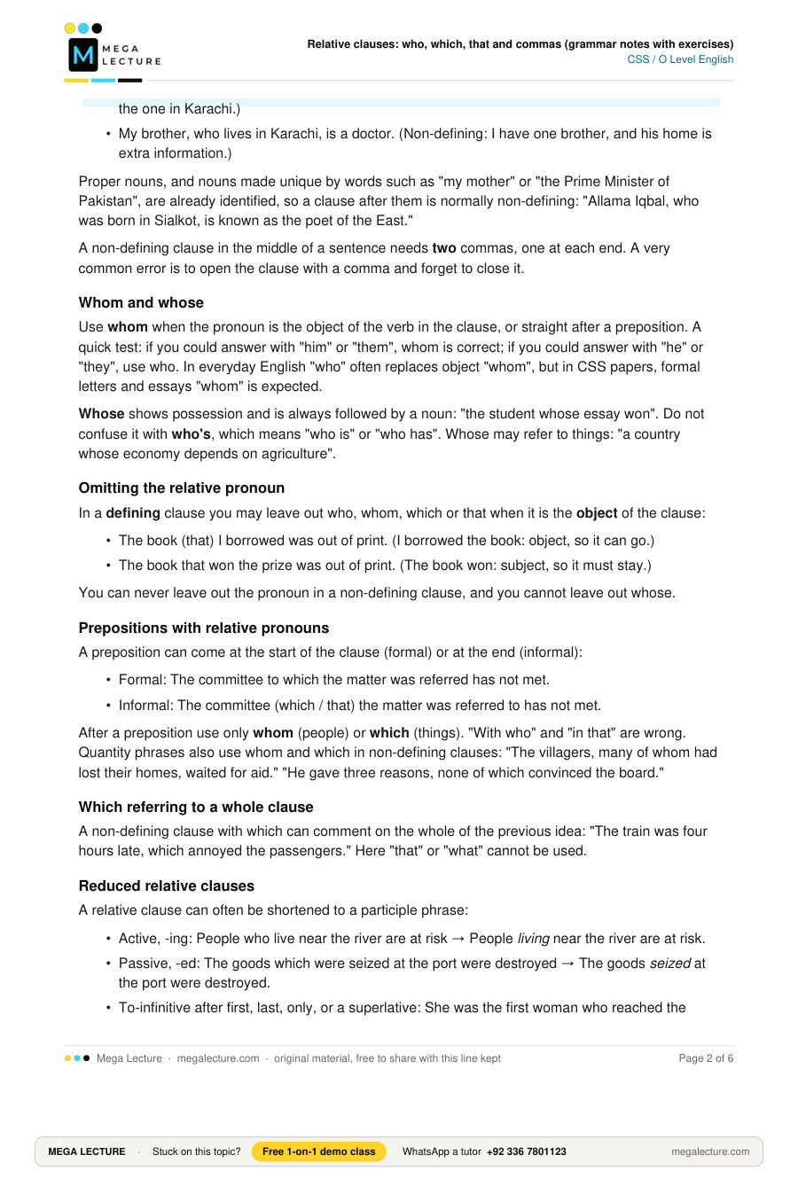 Page 2 of Relative clauses: who, which, that and commas (grammar notes with exercises)