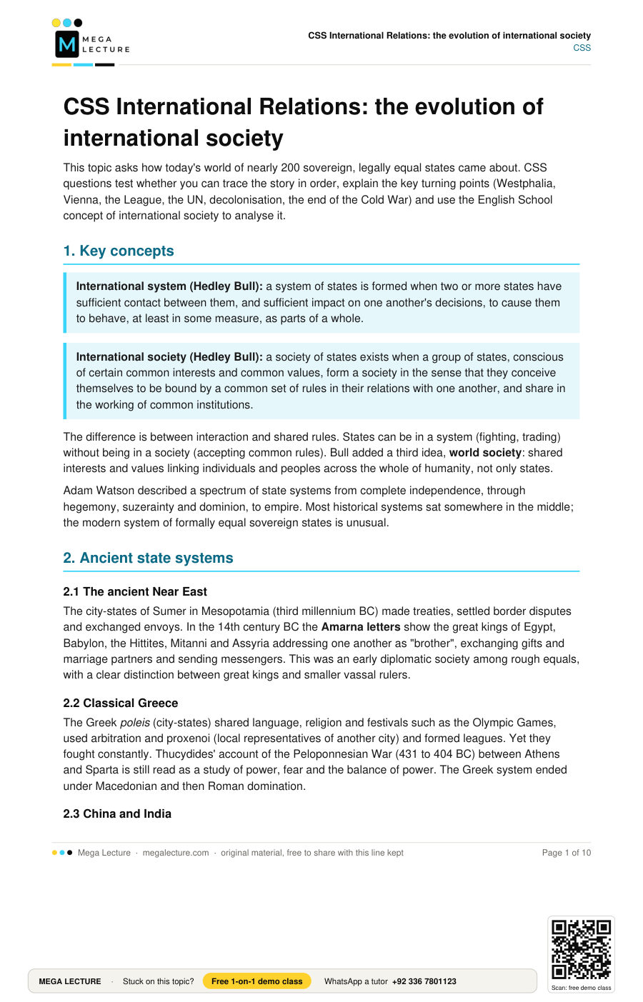Page 1 of CSS International Relations: the evolution of international society