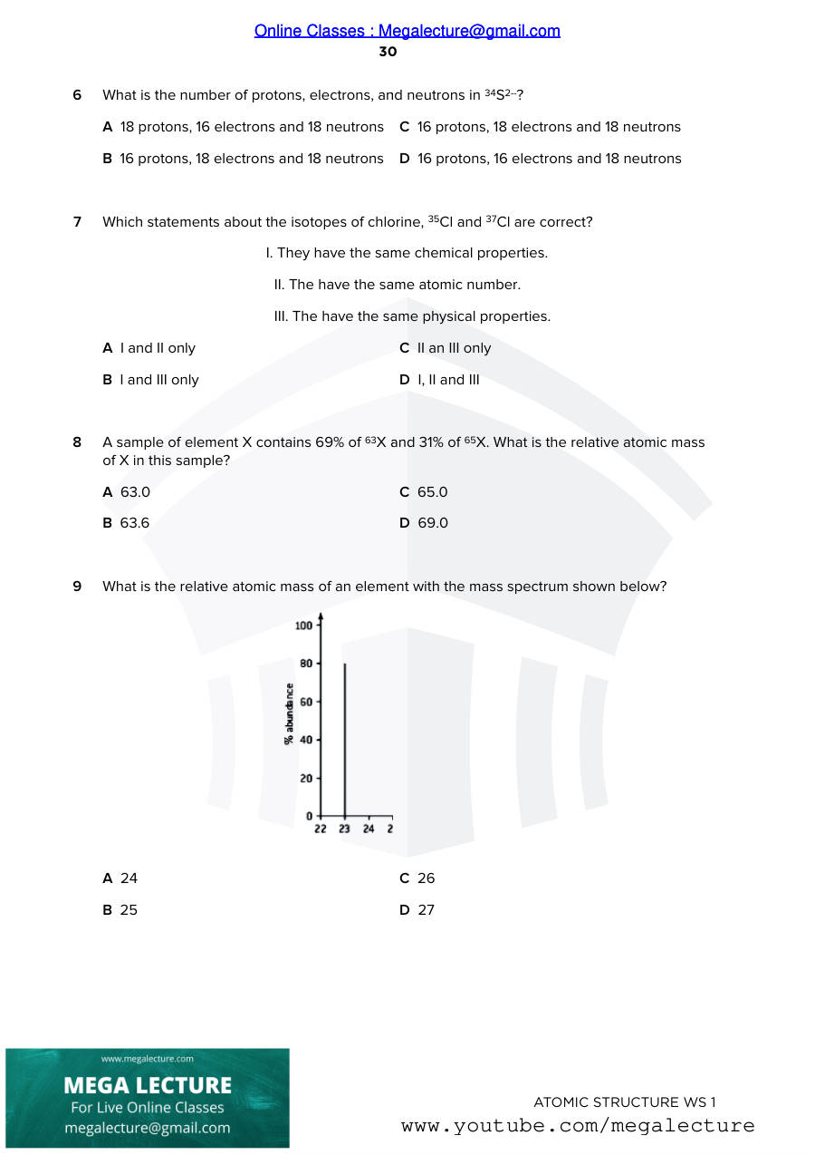 Page 2 of Atomic Structure — Worksheet
