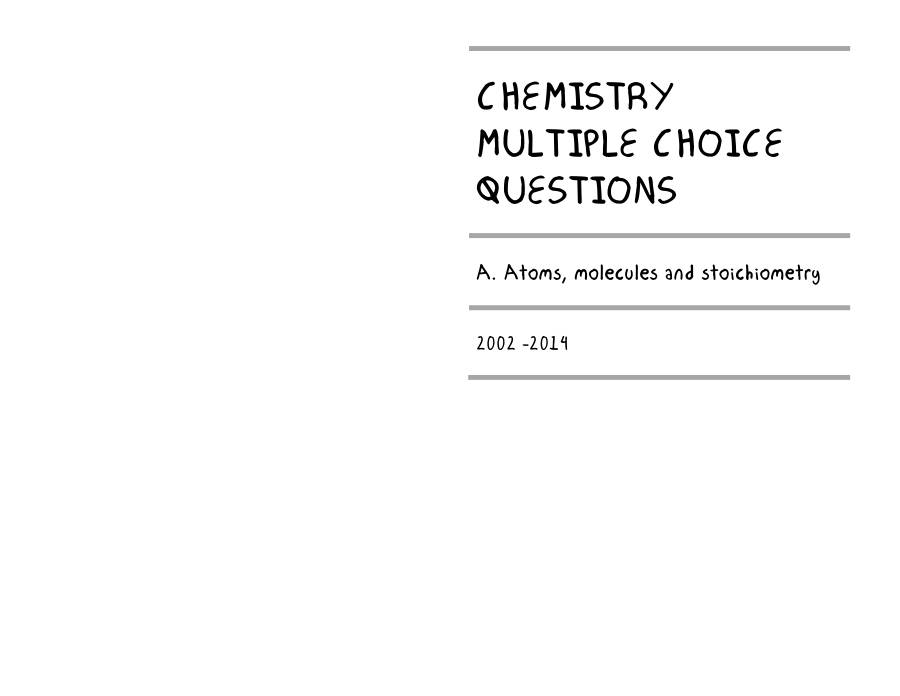 Page 1 of Atoms Molecules And Stoichiometry 1