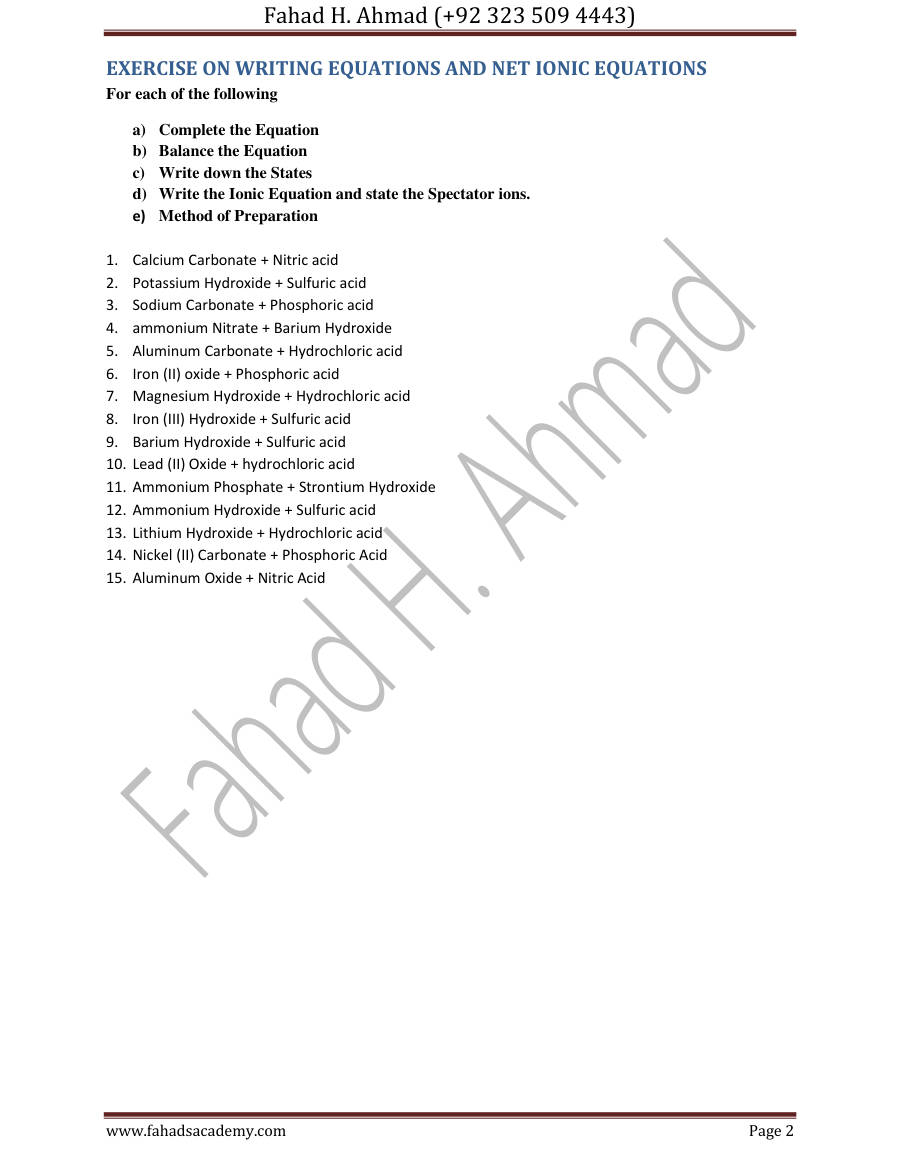 Page 2 of Acids Bases And Salts Basic Only — Questions