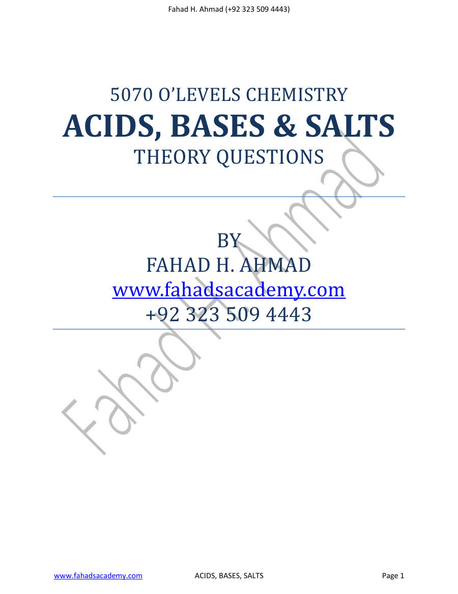 Page 1 of Acids Bases And Salts O Levs Only