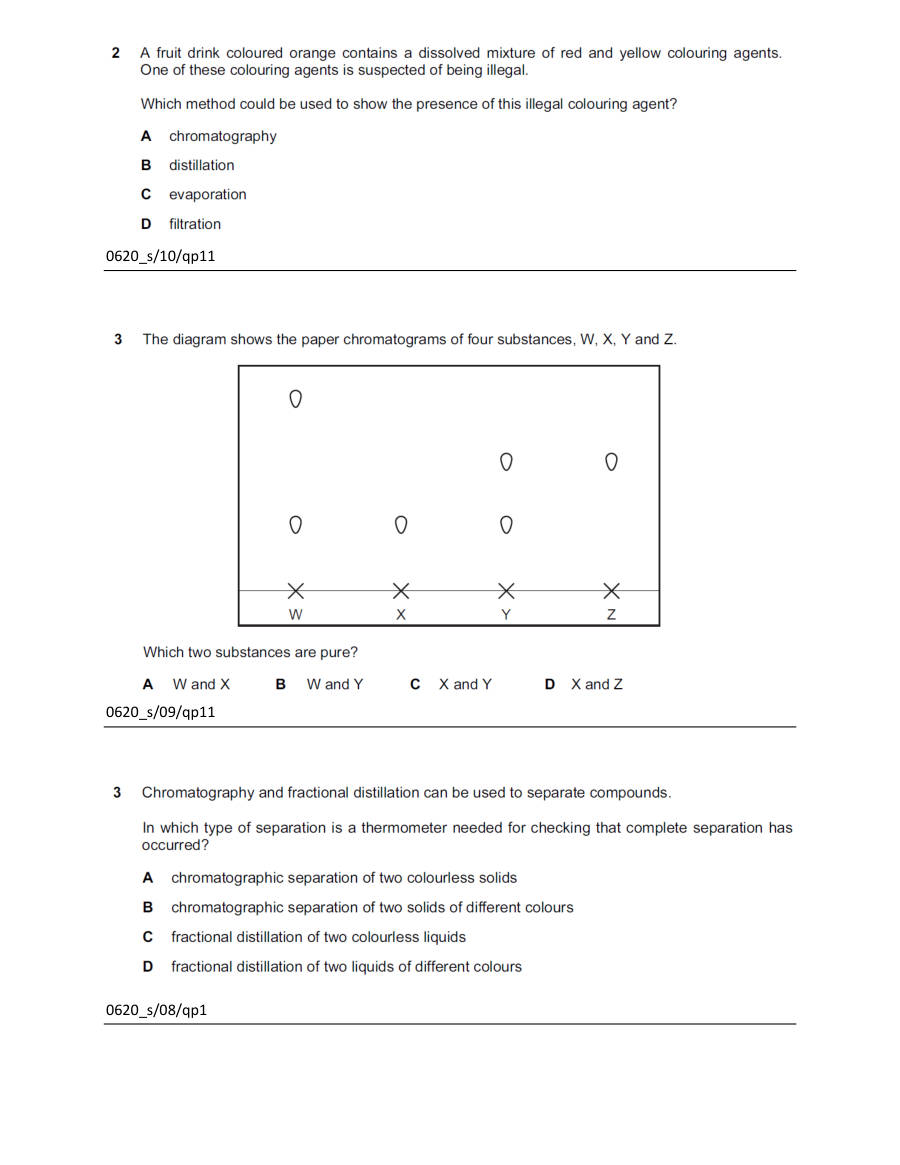 Page 2 of Experimental Separation Techniques IGCSE