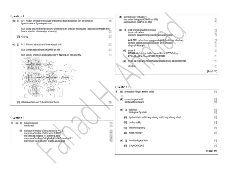Page 2 of Organic — Marking scheme