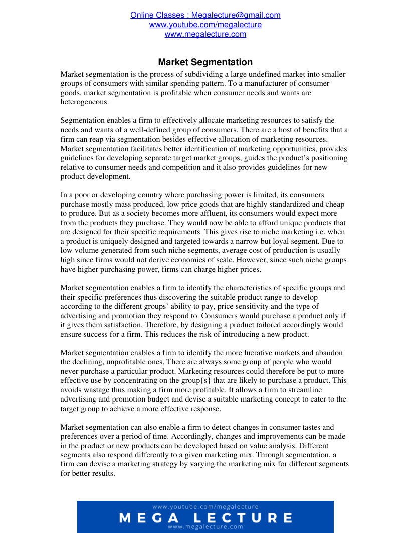 Page 1 of Market Segmentation (PDF)