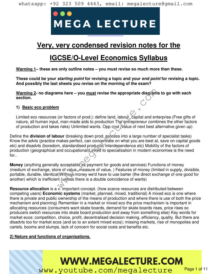 Page 1 of Very Condensed Revision Notes