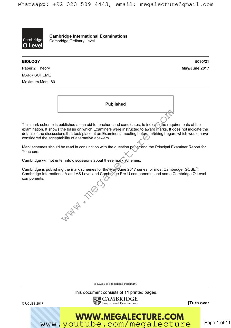 Page 1 of Paper 2 — Marking scheme