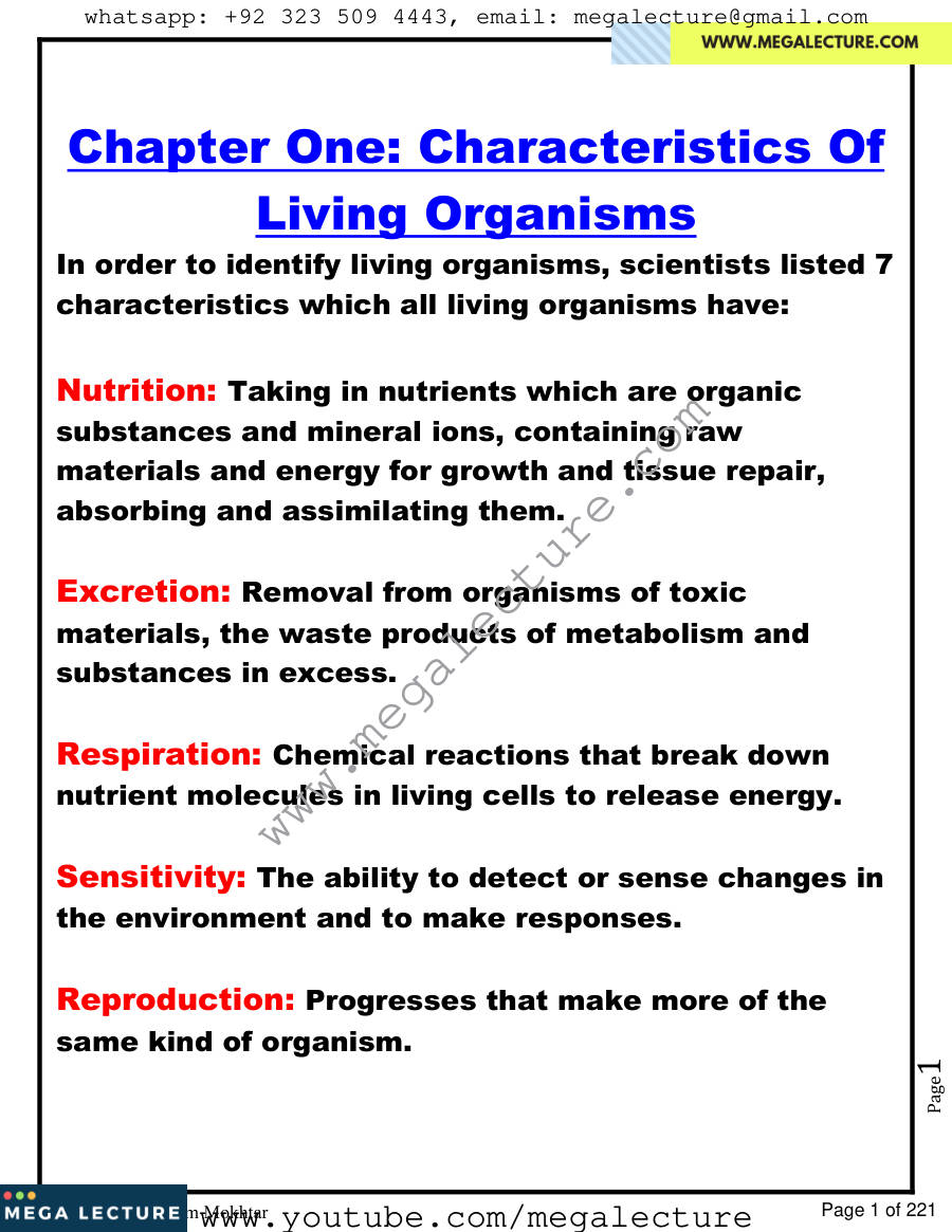 Page 1 of O Level Biology Notes (Set 2)