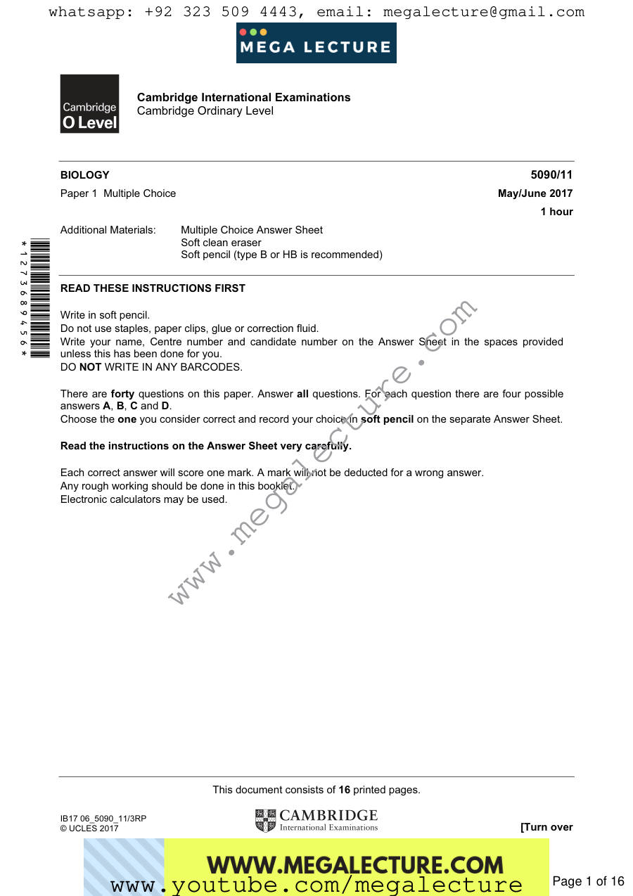 Page 1 of Paper 1 — Questions